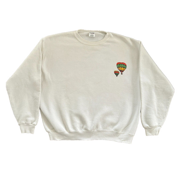 Vintage 80s 90s Embroidered Hot Air Balloon Sweatshirt Men XL Cheetah by Mervyns - Picture 1 of 8